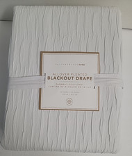 POTTERY BARN TEEN ALLOVER PLEATED BLACKOUT CURTAIN PANEL DRAPE 52X84 IVORY