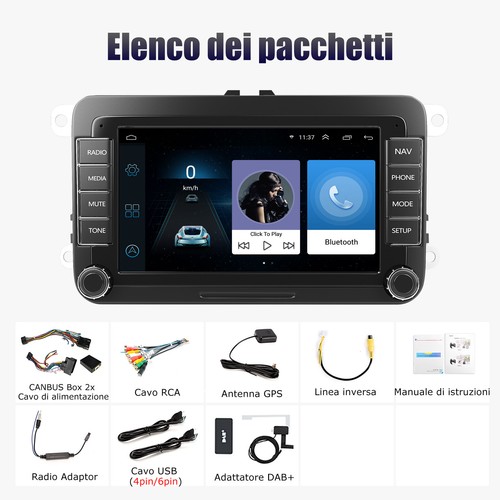 7" DAB+ Android 13 Autoradio Carplay GPS Nav Per VW GOLF 5 6 Touran Caddy Tiguan - Foto 15 di 15