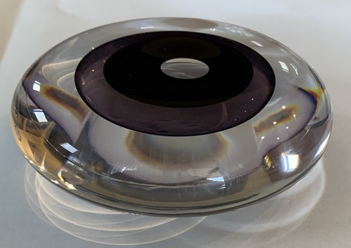 Beautiful Signed Studio Ahus Sweden Glass Eye Crystal Glass Paperweight~Nice! - Picture 2 of 7