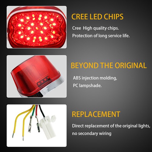 Motorcycle Red Led Brake Tail Light For Dyna Fat Boy Sportster Road King 883 - Picture 3 of 9