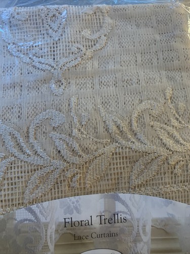 HERITAGE LACE CURTAINS FLORAL TRELLIS 72" X 48" SWAG PAIR LINEN NEW USA - Picture 11 of 11