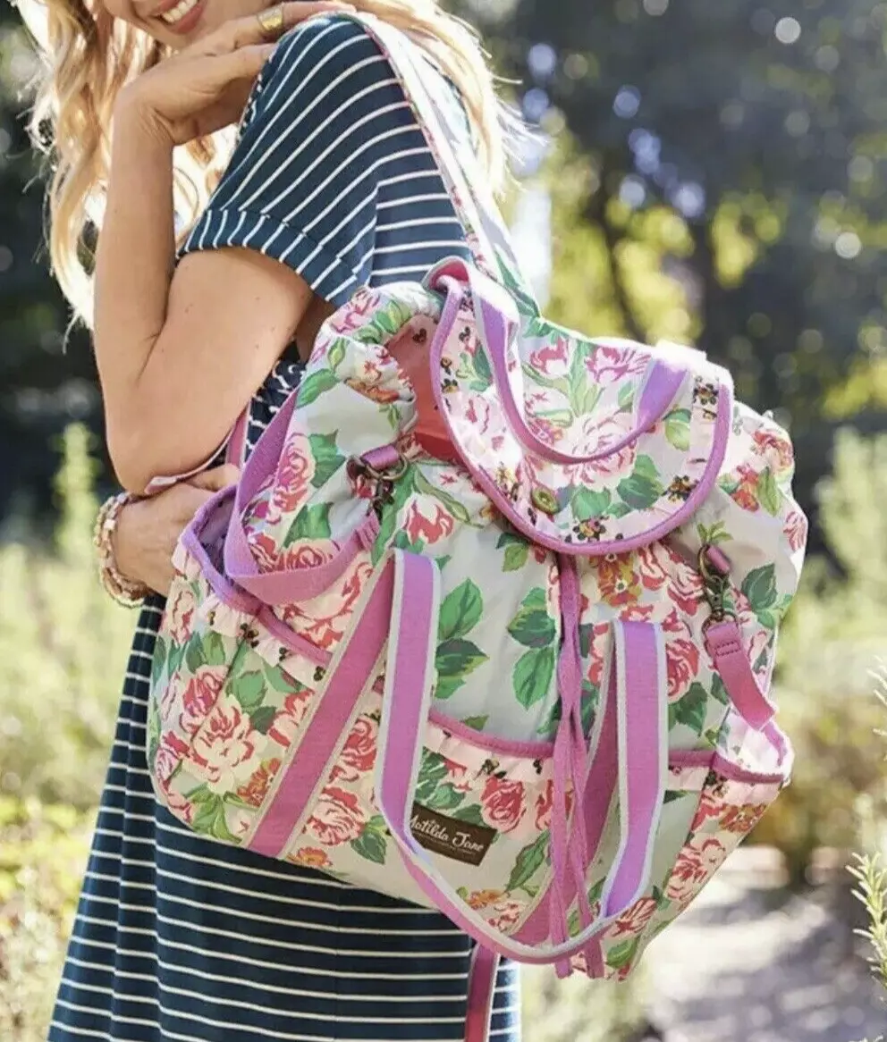 Matilda Jane CARRY IT ALL Diaper Bag Backpack Changing Pad Floral