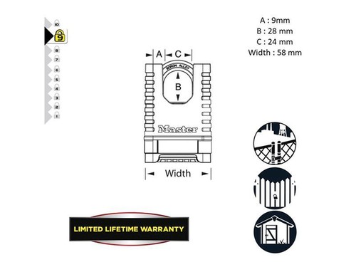 Master Lock Excell™ Closed Shackle Brass Combination 58mm Padlock MLKM1177ECC - Picture 2 of 5