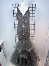 Tiffany Designs 16351 Tiered Skirt Prom Gown Dress 4 Beaded Fit  Flare Slate