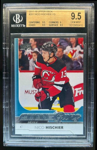 2017-18 Upper Deck Nico Hischier Rookie Young Guns RC #201 Devils BGS 9.5