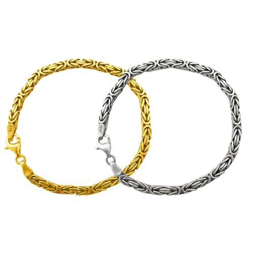 Bracelet roi argent / plaqué or 585 argent 925 chaîne royale épaisseur 21 cm 4 mm - Photo 19/19