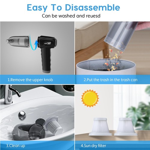 Mini car Vacuum Cleaner, dust Blower, LED Display, Wireless Handheld Vacuum C... - Picture 6 of 6