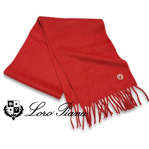LORO PIANA Sciarpa donna frange 100% cashmere rosso 20 x 120 cm Made in Italy - Foto 19 di 24