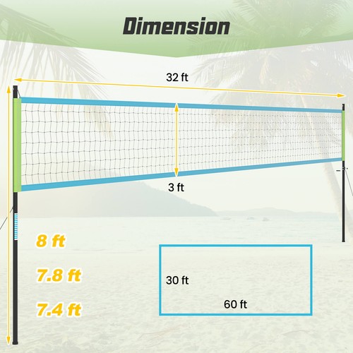 Tragbares Outdoor Volleyballnetz Set Höhenverstellbare Stangen Anti-Sag - Bild 2 von 10