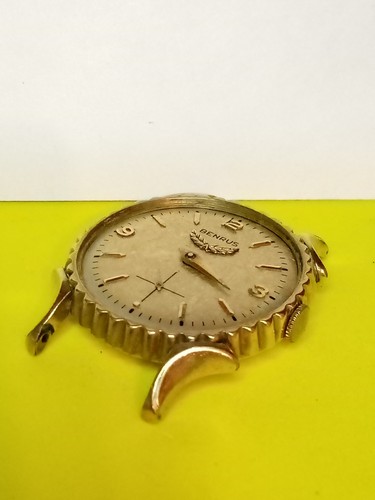 Men's Vintage 10k GF Benrus BB14 Wristwatch Ornate Coin Edge Case - Picture 2 of 14