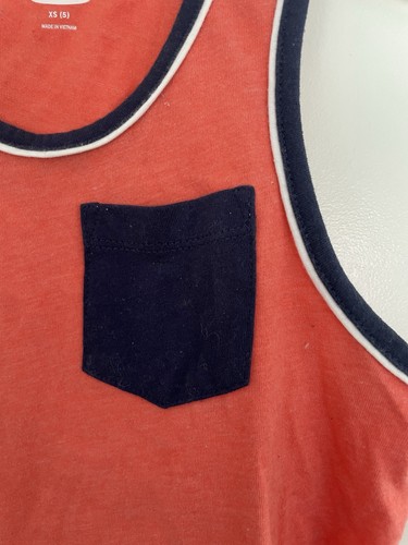 Old Navy Kid Boy Solid Coral Cotton Blend Pocket Sleeveless Ringer Tank Top XS 5 - Picture 3 of 4