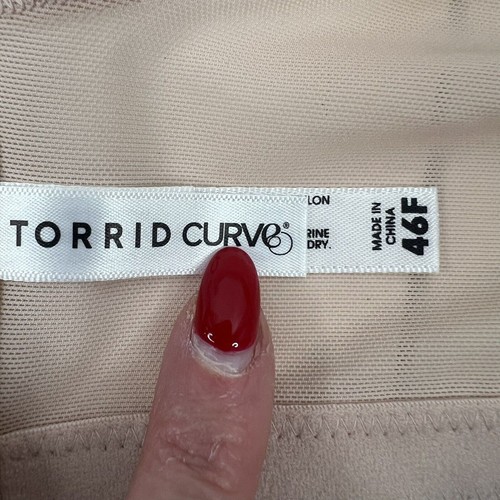 Torrid Curves Size 46F Underwired Bra Beige Nude Lace T-shirt Lightly Lined - Afbeelding 3 van 14