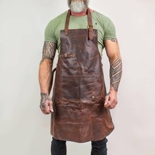 Apron Leather Butcher Chef Cooking Woodworking Bbq Brown Blacksmith Men Workwear