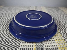 11" Ripple Edge Blue Ceramic Pie Dish - Microwave Freezer Oven & Dishwasher Safe