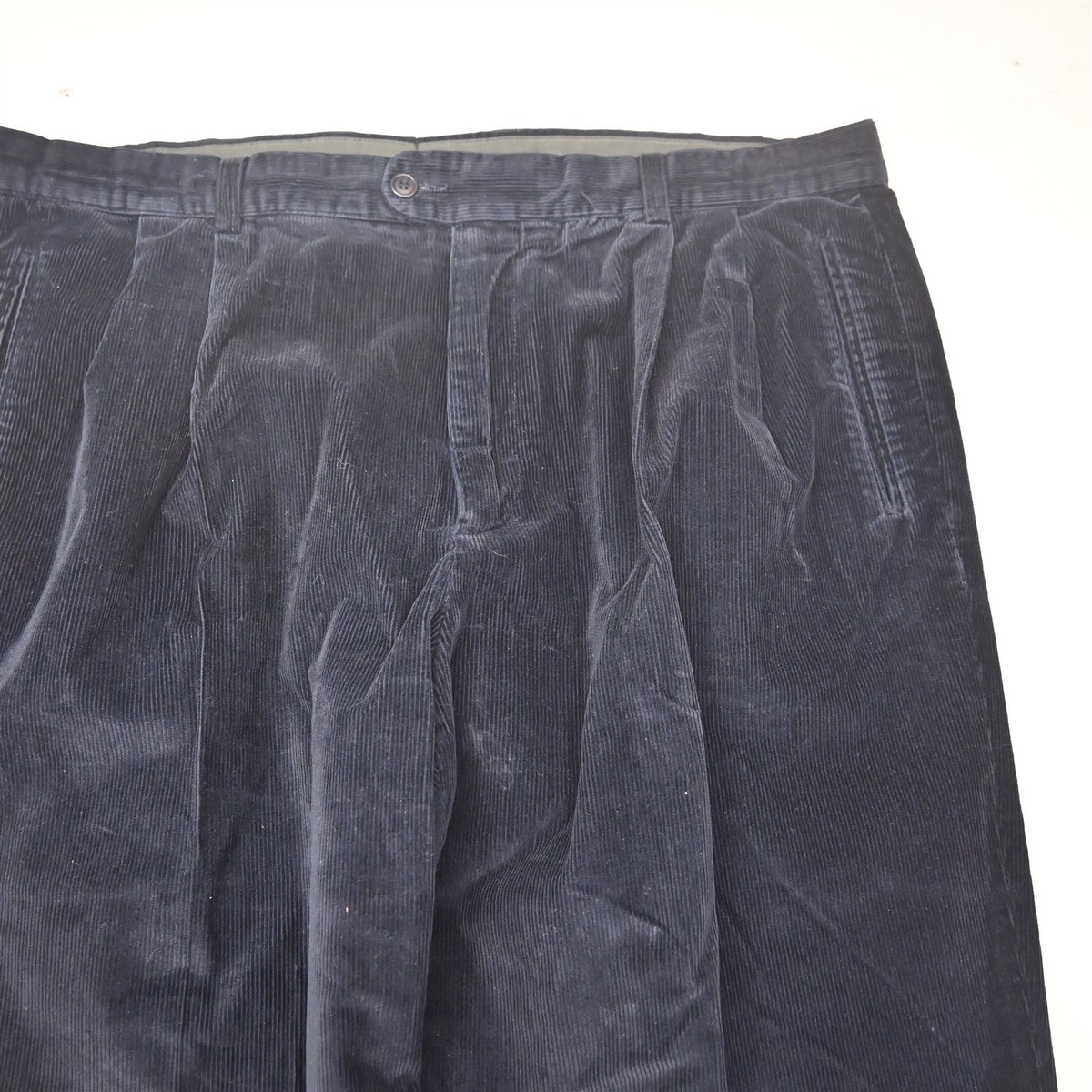 Zanella 36x29 Navy Blue Corduroy Norman Pleated Italy Made Mens