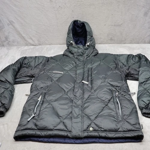 Planet Earth Down Jacket Mens Medium Blue Insulated Quilted Pit Zip Puffer VTG - product listing photo