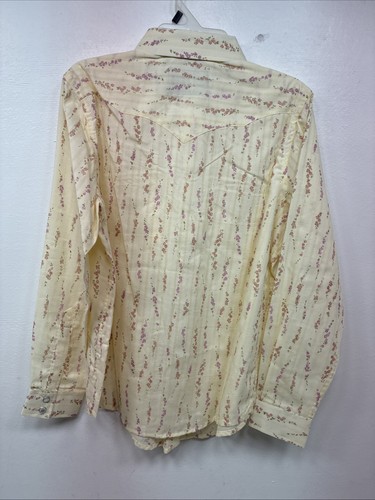 New Kids White Horse Floral Long Sleeve Pearl Snap Large MM-6 - Picture 10 of 12