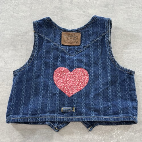 OshKosh BGosh Heart Denim Vest USA Button Front Vtg 90s Horse Bandana Babes 7 - Picture 2 of 15