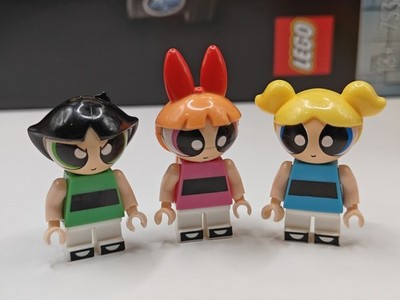 NEW Powerpuff Girls Blossom, Bubbles, & Buttercup Custom Lego Minifigures Set