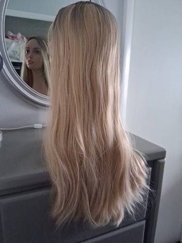 Long Straight Golden Blonde Ombre Wig 28"  Long New - Picture 5 of 11