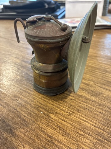 Vintage Antique Justrite Streamlined Brass Miners Carbide Lamp Lantern Lighter