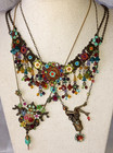 Lot of 3 Vtg Michal Negrin Mx Colorful Crystals & Beads Necklace