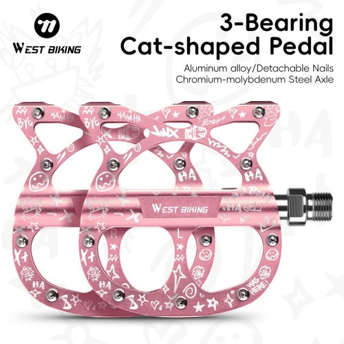 WEST BIKING Katzen Radsport Plattformpedale 3 Bearings Fahrrad Pedale Rosa - Picture 2 of 15