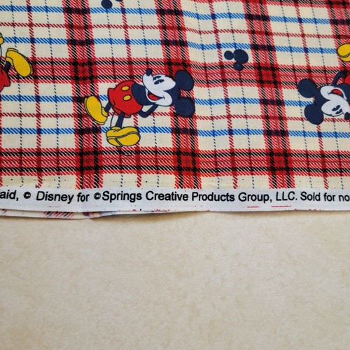 Cotton Fabric Mickey Mouse Red Plaid Print 32"x44" Springs Creative Disney  - Picture 8 of 14