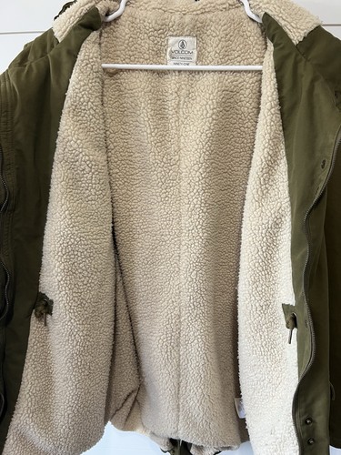 Volcom Women's Large 14 Walk On By 5K Parka Army Green Sherpa Lined Coat - Picture 12 of 12