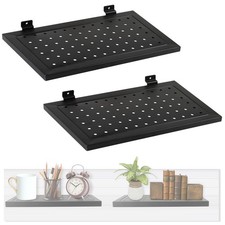 2 Pcs Slatwall Display Shelves, 13.8'' x 7.5'' Metal Brackets Rectangular Sla...