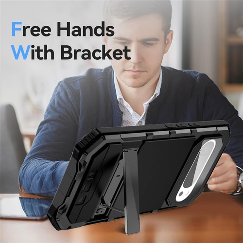 for Google Pixel 9 Pro XL Case Metal Heavy Duty Phone para Black - 第 3/7 張圖片