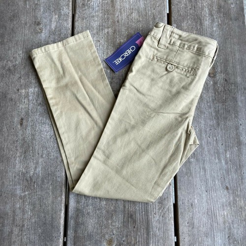 Cherokee Girls Pants Size 7 Bonjour Brown Khaki Twill Uniform Straight NEW - Picture 5 of 10
