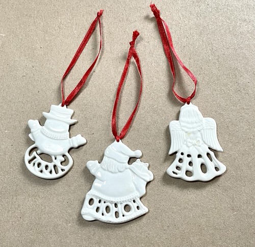 Lenox Schneemann, Weihnachtsmann, Engel (3 Stück) Weihnachtsschmuck weiß Porzellan Charms - Bild 2 von 3