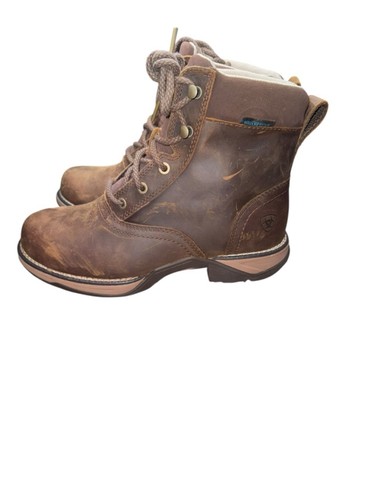 Women's Ariat anthrm round toe Boots Brown Leather Lace Up Work Boots size 7.5 - Picture 4 of 8