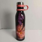 Contigo Water Bottle Floral Print Stainless Steel Pink Handle 24 oz