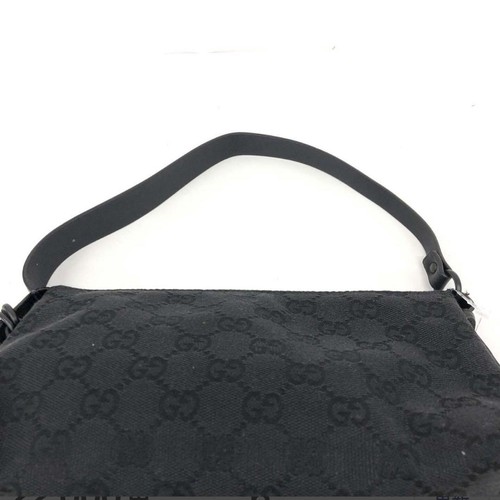 Gucci 103399 GG Women's Canvas & Leather Handbag in Black Made in Italy Used - Picture 12 of 12