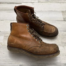 Vintage CHIPPEWA BOOTS Mock Toe P8 Eye Lace-Up Brown Leather Workwear 9.5 D