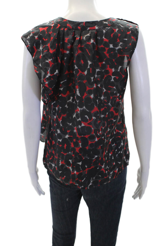 Michael Michael Kors Womens Silk Animal Print Tank Top Blouse Red Size 4P - Picture 3 of 6