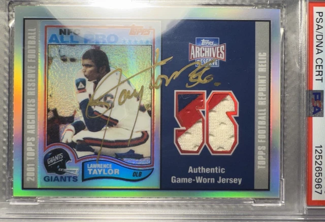 2001 Topps Gold Ink Triple Color Patch 1/1  Lawrence Taylor Auto Psa 10