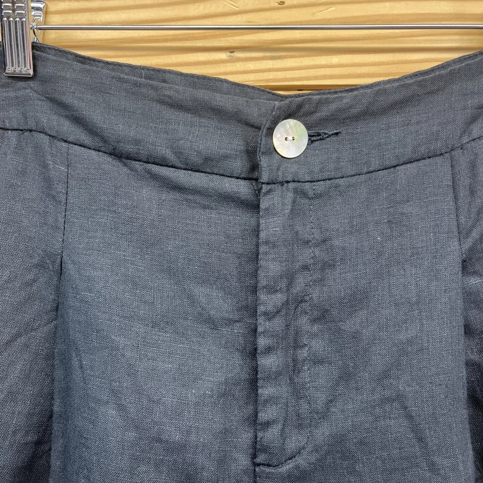 Pantalones Cortos Karen Kane de Lino para Mujer Grandes Hechos en EE. UU. Negro Plisado Puño Enrollado B119 Foto 2 de 4