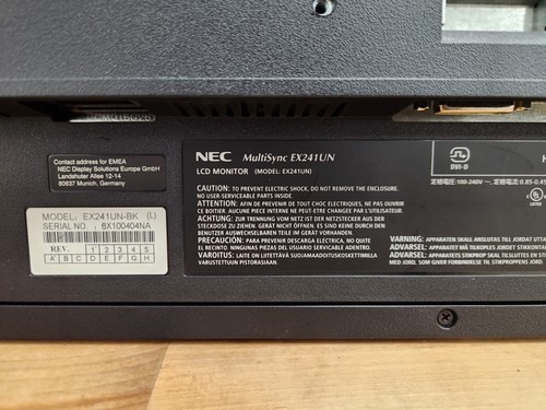 NEC EX241UN-BK 24" Full Hd Widescreen 1920 x 1080 6 ms Monitor No Stand - Picture 11 of 12