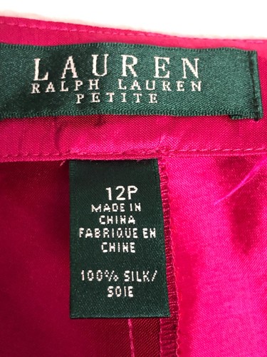 Lauren Ralph Lauren 100% Silk Hot Pinkish Purple Tinge Dress Pants 12P Side Zip - Picture 5 of 9