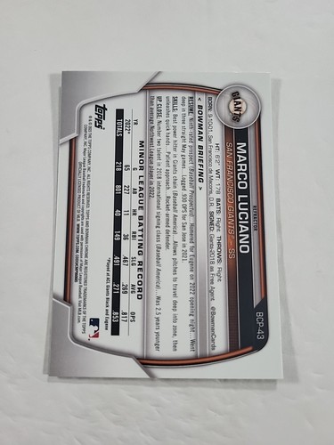 2023 Bowman Marco Luciano Chrome Lunar Glow Refractor #BCP-43 - Picture 2 of 2
