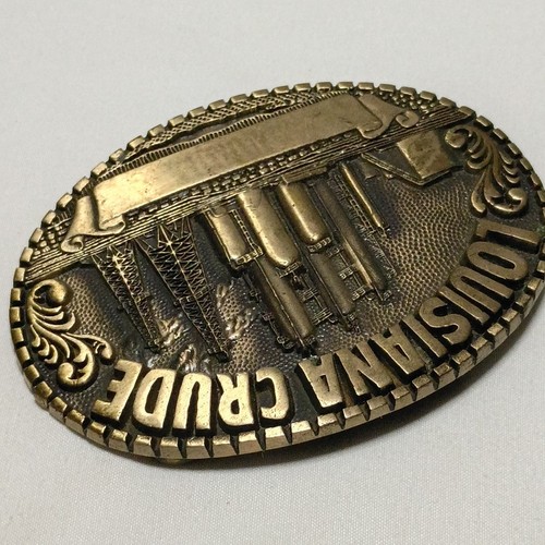 Louisiana Crud Oil Offshore Platform Oilfield Drilling Vintage Belt Buckle Brass - Bild 5 von 17