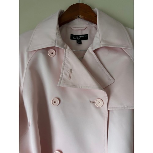 Black Rivet Pale Pink Spring Trench Coat Size Medium - Picture 3 of 10