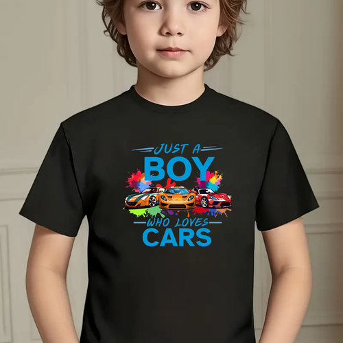 Camiseta Just a Boy Who Loves Cars Camiseta Gráfica de Coche Genial para Niños Entusiastas del Coche - Imagen 5 de 8
