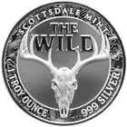 The Wild Series Whitetail Deer Skull 1 oz Silver Round .999 Silver  BU #A768