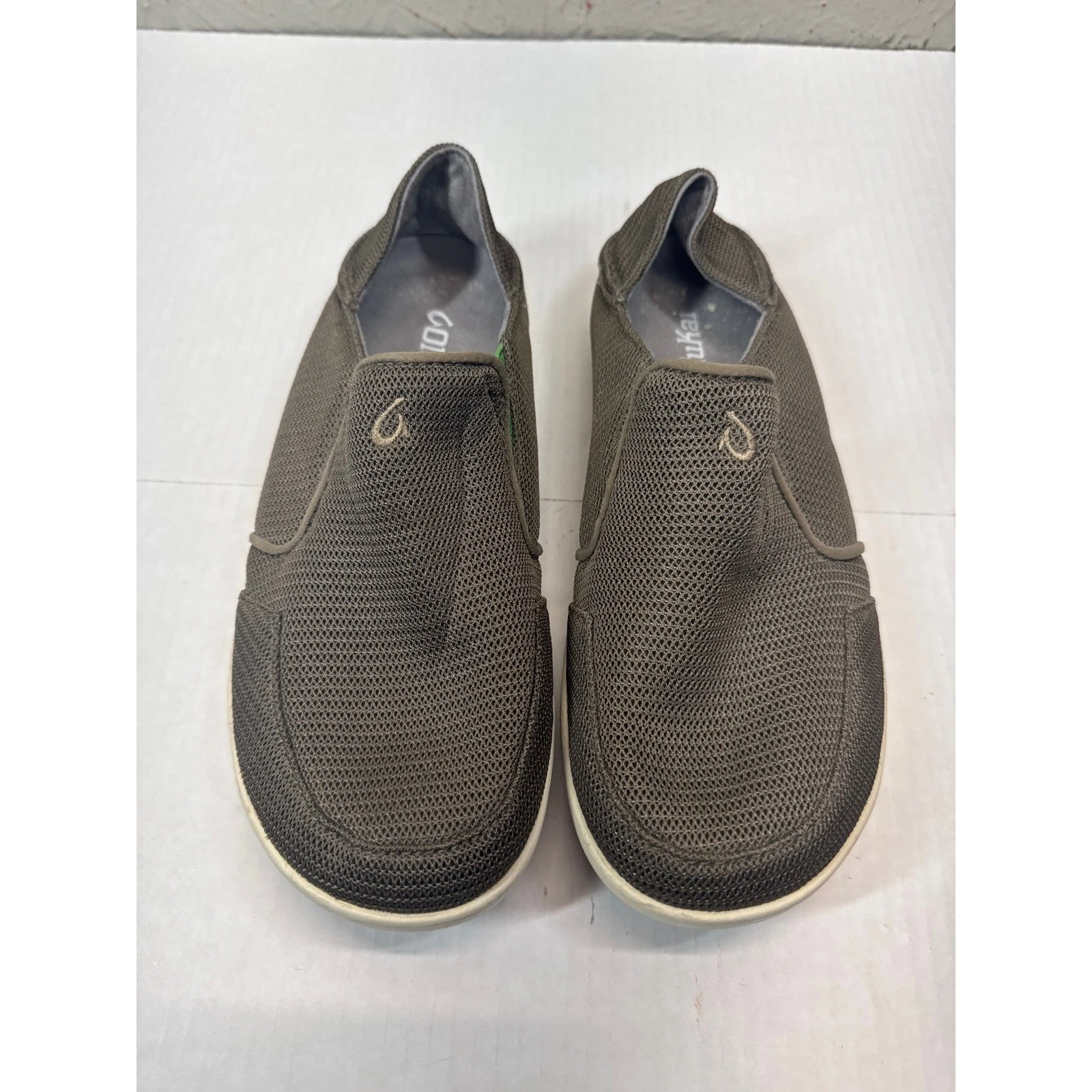 Olukai Men's Nohea Mesh Slip On Drop-in Heel Comfort Olive Green Loafers Size 7