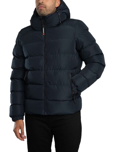 Superdry Men's Hooded Sports Puffer Jacket, Blue - Picture 2 of 8