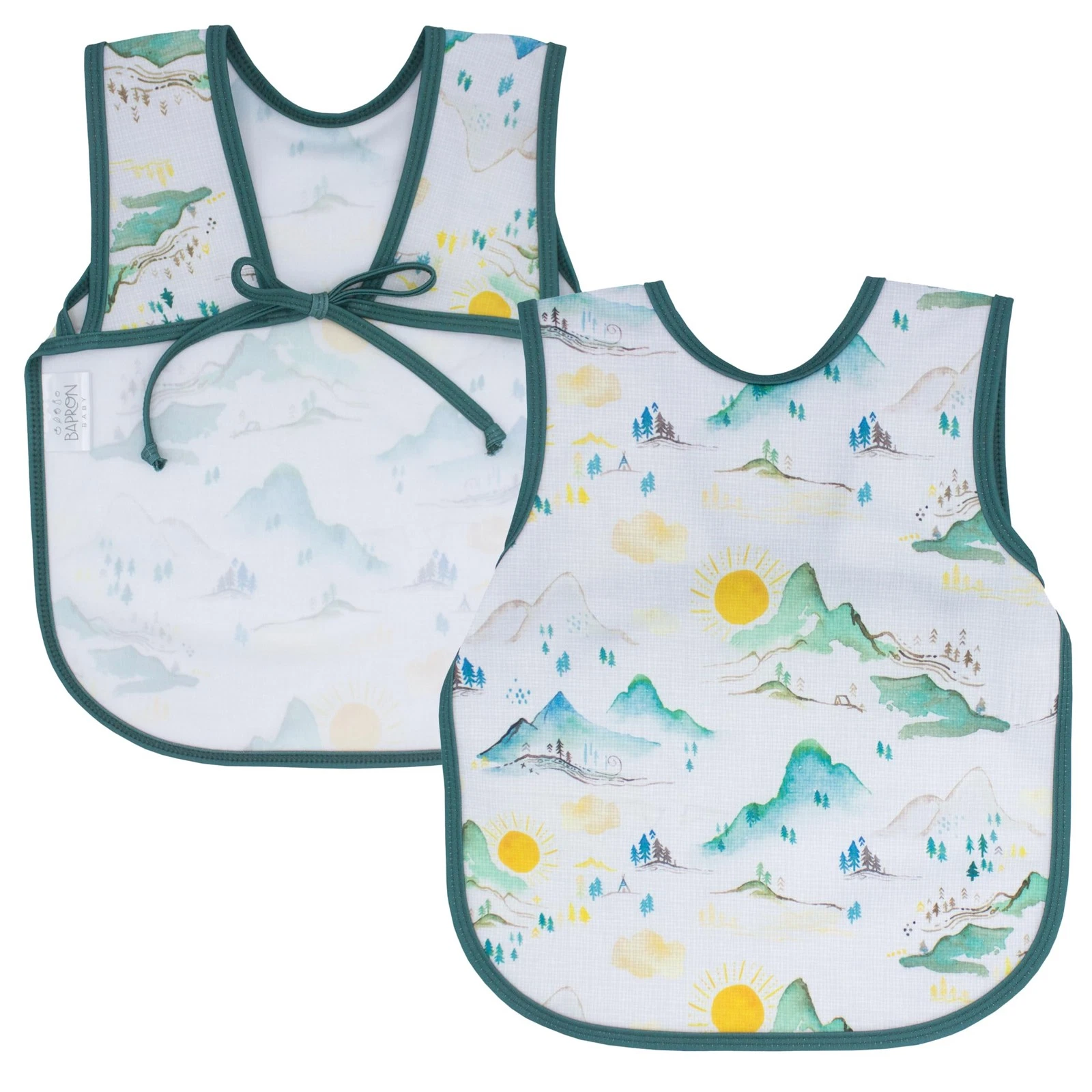 Mountain Mist Bapron - No Neck Tie Safer Bib for Baby & Toddler - Soft Waterp...